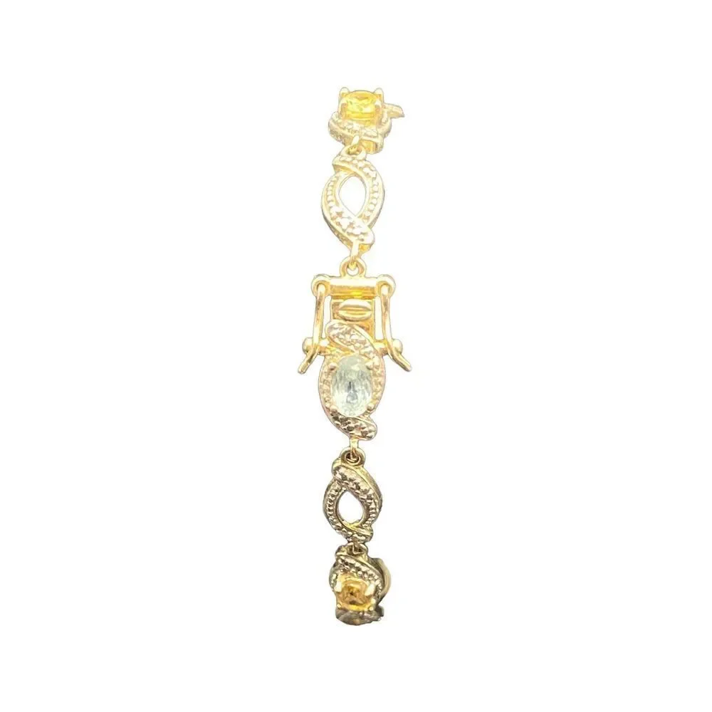 Ross Simons 925 Vermeil Amethyst Peridot Topaz Diamond Accent Bracelet